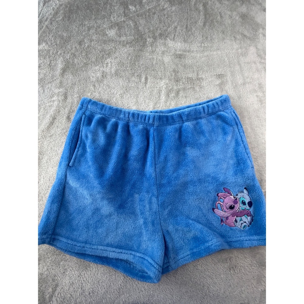 Disney Stitch Sleep Shorts Women XL Blue Plush Fleece Lilo & Stitch Pajamas